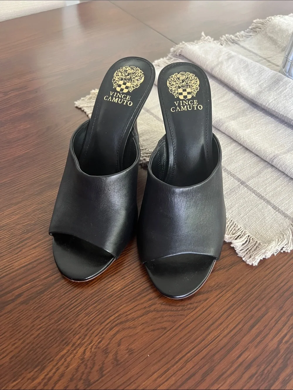 Vince Camuto Vilty wedge sandals in black leather